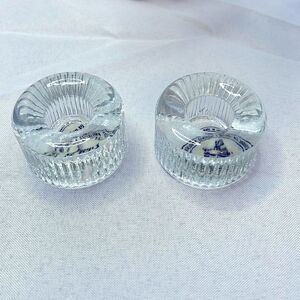 Pier 1 Small Hand-Blown Glass Candlestick Holders - Set of 2